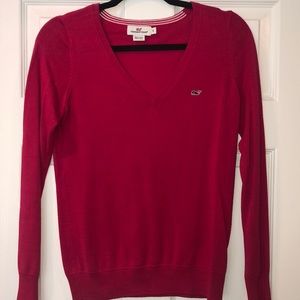 Vineyard Vines Pink Cotton V-neck Sweater